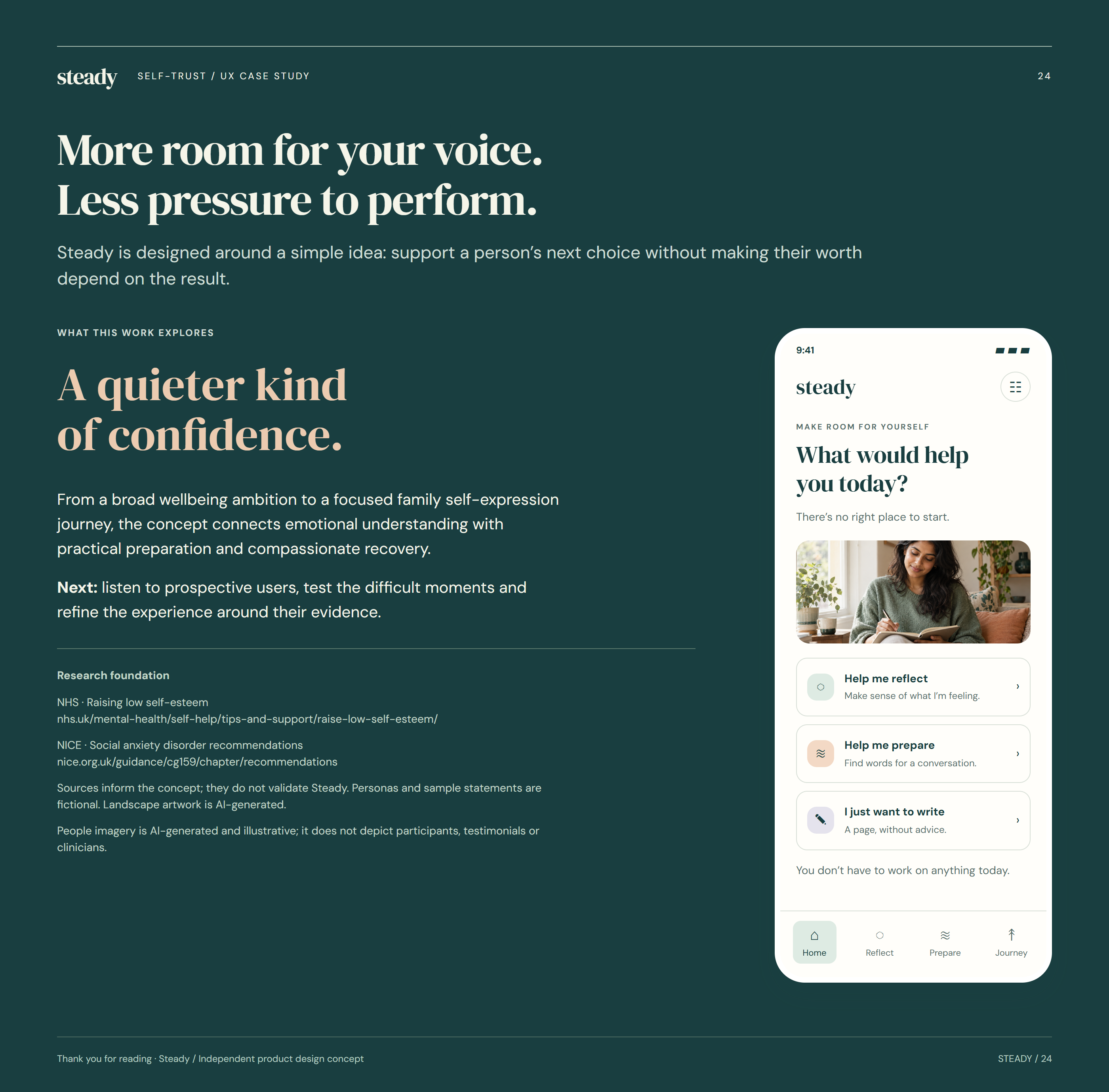 More room for your voice. Less pressure to perform.